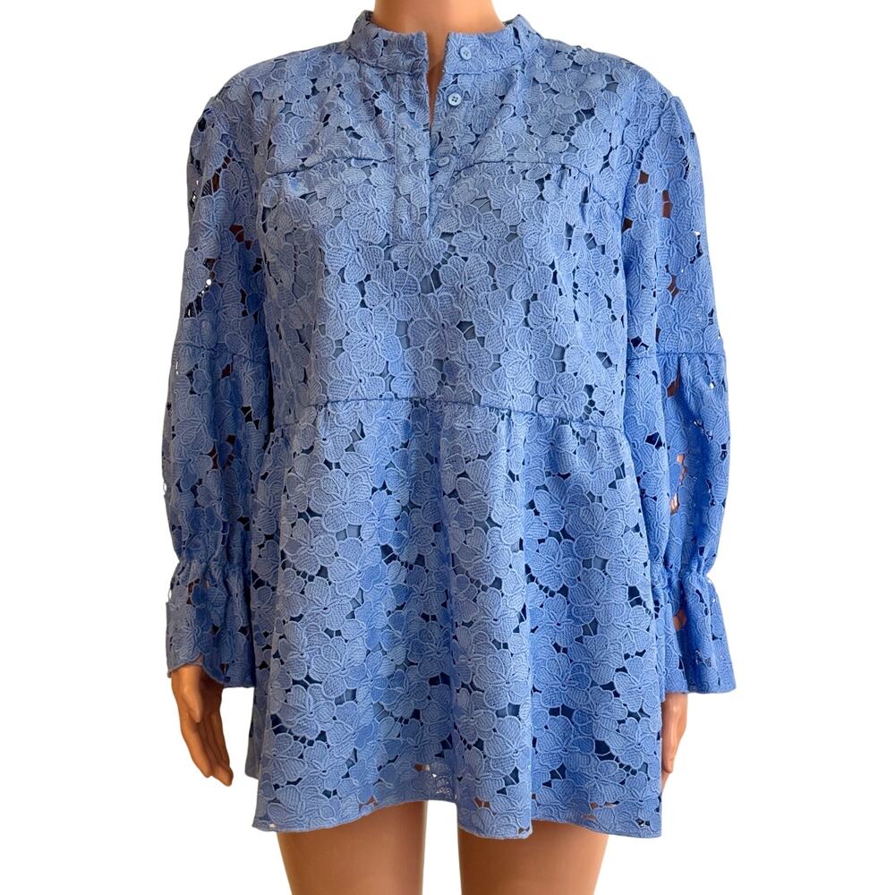 Tuckernuck Blue Lace Peasant Blouse